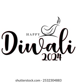 Vector de texto feliz Diwali, diseño de texto feliz Diwali, diseño de fuente cursiva feliz Diwali, Vector del festival Diwali, diseño Deepavali