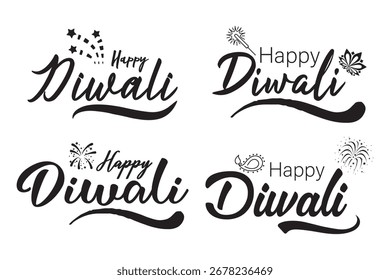 Vector de texto feliz Diwali, diseño de texto feliz Diwali, diseño de fuente cursiva feliz Diwali, Vector del festival Diwali, diseño Deepavali