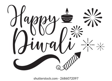 Happy Diwali text vector, Happy Diwali text design, Happy Diwali cursive font design, Diwali Festival vector, Deepavali design