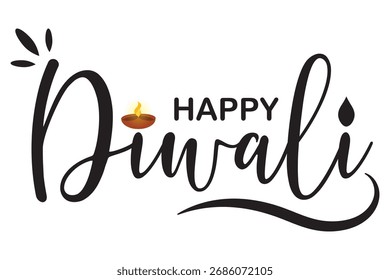 Happy Diwali text vetor, Happy Diwali text design, Happy Diwali cursive font design, Diwali Festival vetorial, Deepavali design