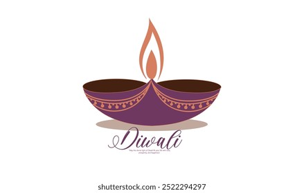 Feliz Diwali com este elegante cartão com uma lâmpada de óleo tradicional e design festivo. Perfeito para espalhar alegria e prosperidade durante o festival de luzes.