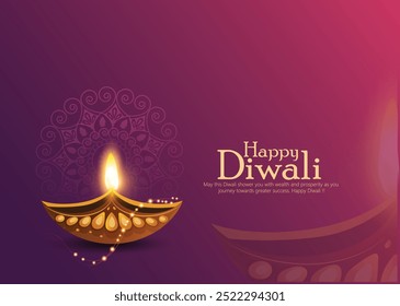 Happy Diwali with this elegant greeting card featuring a traditional oil lamp and festive design. Perfect for spreading joy and prosperity during the festival of lights.