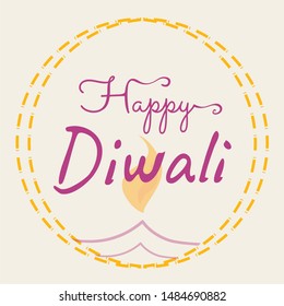 Happy diwali traditional festive lamp symbol color background vector illustration
