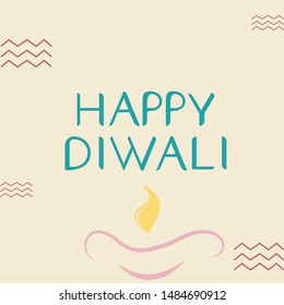 Happy diwali traditional festive lamp symbol color background vector illustration
