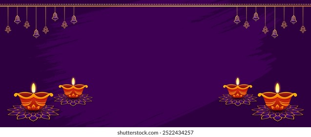 Happy Diwali traditional greeting card banner background with Text Space. Design for Banner or Header