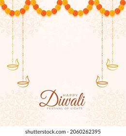 Happy Diwali Traditional White Decorative Background