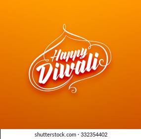 Happy Diwali Typographic Label. Calligraphic Style vector illustration.