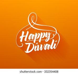 Happy Diwali Typographic Label. Calligraphic Style vector illustration.