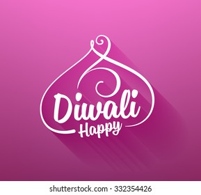 Happy Diwali Typographic Label. Calligraphic Style vector illustration.