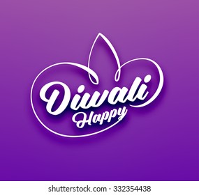 Happy Diwali Typographic Label. Calligraphic Style vector illustration.