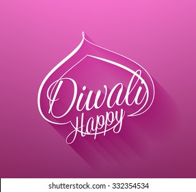 Happy Diwali Typographic Label. Calligraphic Style vector illustration.