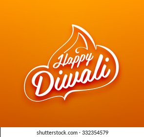 Happy Diwali Typographic Label. Calligraphic Style vector illustration.