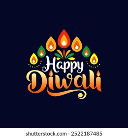 Ilustración vectorial Abstractas de diseño de tipografía Happy Diwali