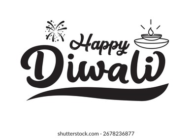happy Diwali typography design vector illustration