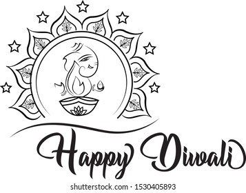Happy Diwali typography graphics vector
