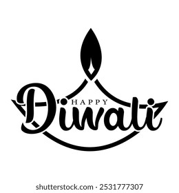 Happy diwali typography lettering vector illustration.