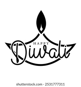 Happy diwali typography lettering vector illustration.