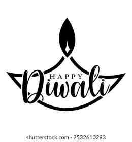 Happy diwali typography lettering vector illustration.