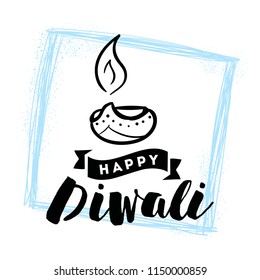 Happy Diwali. Typography. Logo design. Usable for banners, greeting cards, posters, gifts etc