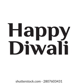 Happy Diwali Typography On White Background Bold Lettering Design