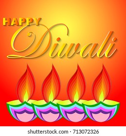 Happy Diwali vector art illustration. Design of greeting card, banner, flyer, gift certificate, invitation, background for Divali, festival of lights. 