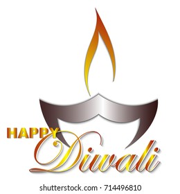 Happy Diwali vector art illustration. Design of greeting card, banner, flyer, gift certificate, invitation, background for Divali, festival of lights. Paper cut style.
