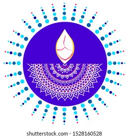 Happy Diwali, vector art, round design signifies dark to light, diya the lamp for knowledge, chakra round design enlighten from all around