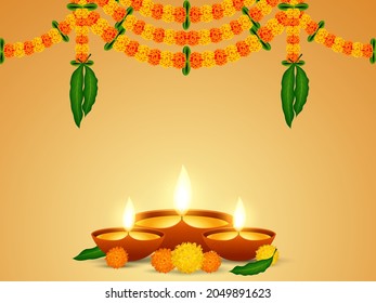 Feliz Diwali Vector Background con Decoración Diwali para banner, volante, medios sociales, impresión, afiche, web.