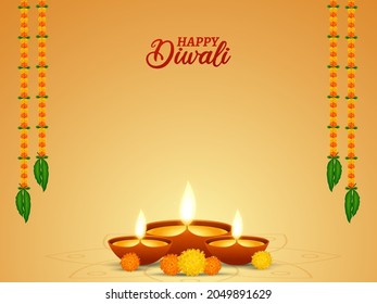 Happy Diwali Vector Background with Diwali Decoration for banner, Flyer, social media, print, poster, web.