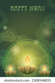Happy Diwali Vector Background Illustration With Text Space. 