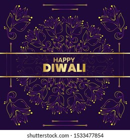 Happy diwali vector based eps 10 artwork with floral / mandala abstract background