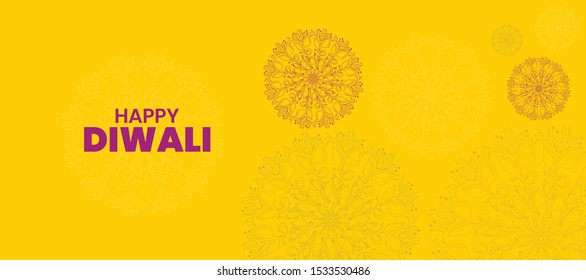 Happy diwali vector based eps 10 artwork with floral / mandala abstract background