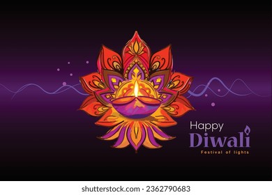 Happy diwali vector diya oil lamp festival card background illustration hand drawing art