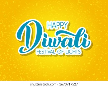 Happy Diwali vector handwritten lettering. Modern  hand drawn calligraphy isolated on white background for your poster, postcard, invitation or greeting card design.