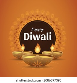 feliz Diwali en ilustración vectorial