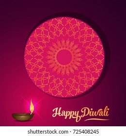 Happy Diwali, Vector Illustration, Easy to Edit, Creative Frame Design, Shiny Diya, Hindu Festival.