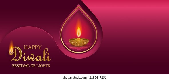 Happy Diwali Vector Illustration. Festive Diwali And Deepawali Card. The Indian Festival Of Lights On Color Background