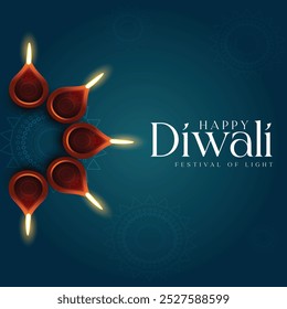 Happy diwali vector illustration. Festive diwali card. Design template with lamp, golden lights, colorful background. Mandala. Vector holiday illustration