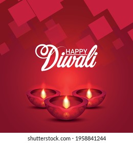 Happy diwali vector illustration and pattern background with diwali diya