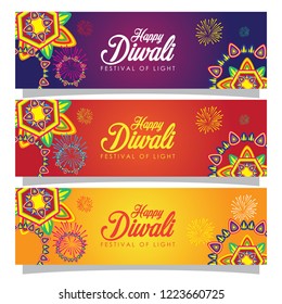 Happy diwali vector illustration for web banner, banner and poster.