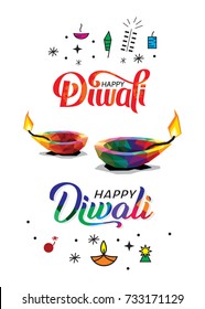 Conjunto de vectores Diwali Feliz
