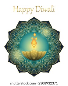 Happy Diwali Vector Symbol Illustration Isolated On A White Background. 
