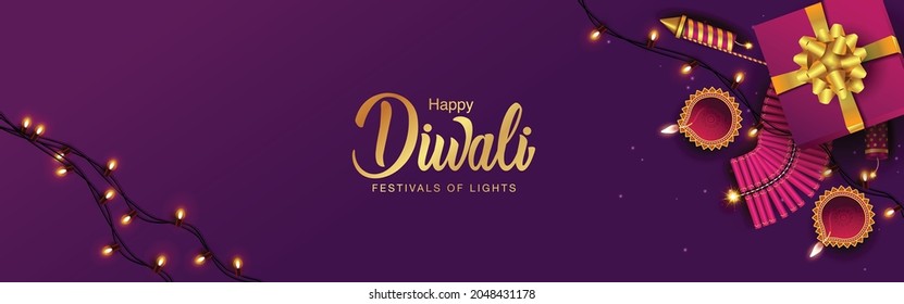 happy diwali web banner design. vector illustration design.