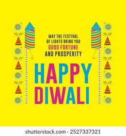 Feliz Diwali. Abstrato colorido fogo funciona, Crackers indiano festival Creative Greetings Design Template Vetor