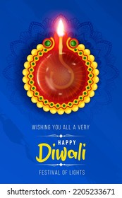 deseos de feliz diwali, banner de feliz diwali, diseño de plantillas de publicaciones en medios sociales con ilustración de diya creativa