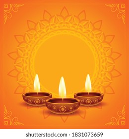 happy diwali wishes card with text space design