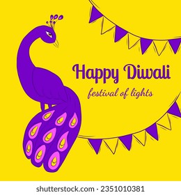 Happy Diwali wishes Cards Vector Illustrations in Doodle Style