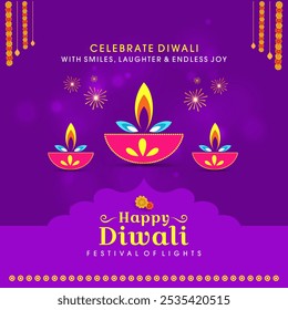 Happy Diwali Wishes. Creative Simple Elegant art. Deepawali Greetings. Social Media Wishes Square Post 1080x1080.