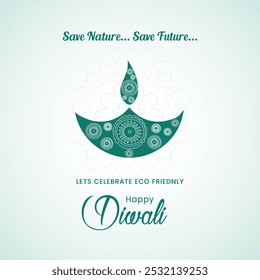 Feliz Diwali Deseja Eco Amigável Diwali Verde Diwali Conceito Salvar Natureza Conceito Moderno Diwali Saudações