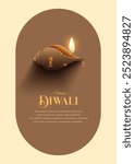 Happy Diwali wishes greeting card with new style Diya.